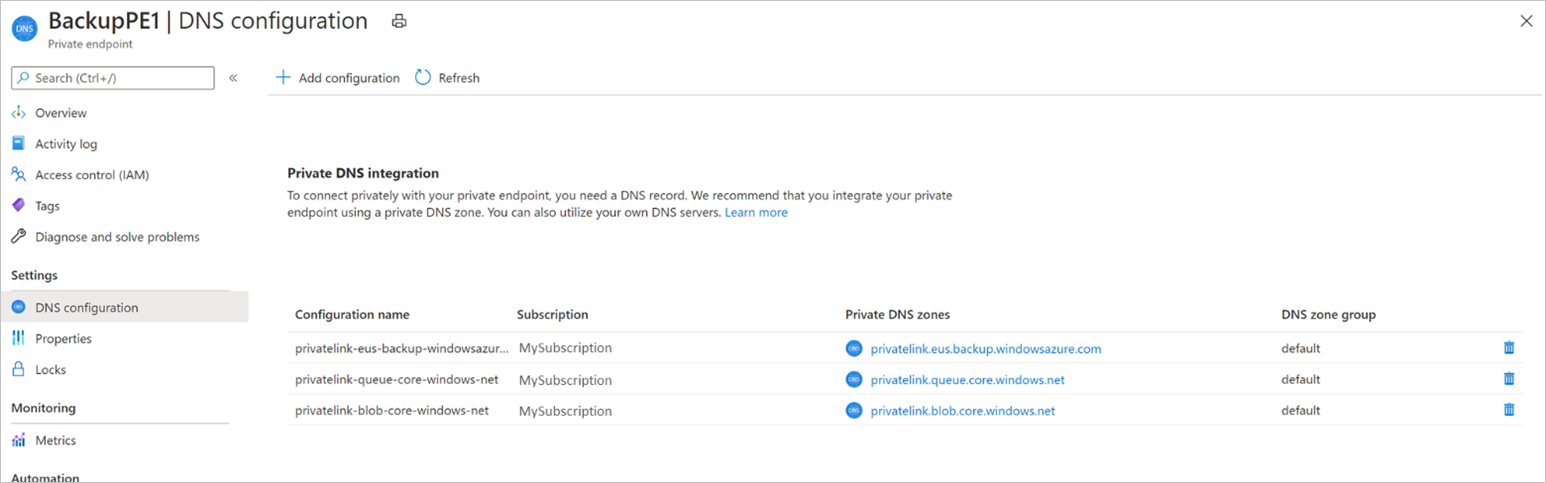 Azure 私人 DNS 區域中的 DNS 設定