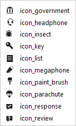 、icon_key icon_list、icon_paint_brush icon_megaphone icon_paint_brush icon_parachute、icon_response、icon_review、icon_ribbon、icon_sticky_note