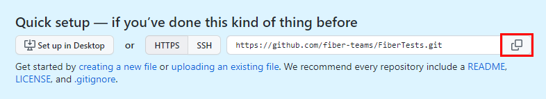GitHub 網站上新存放庫 [快速設定] 頁面的螢幕快照。