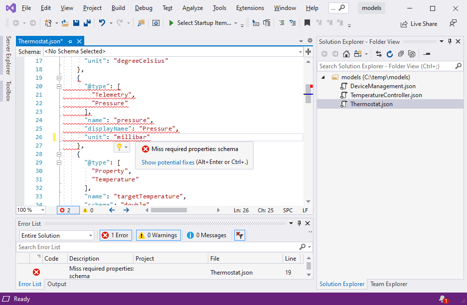 Model validation in Visual Studio
