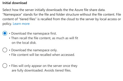 描述建立伺服器端點 Azure 入口網站 精靈中選項的影像。