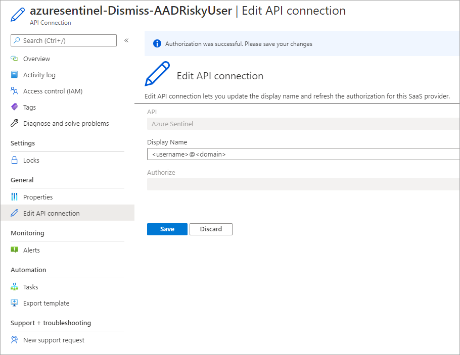 Screenshot that depicts the authorization of the API connection.