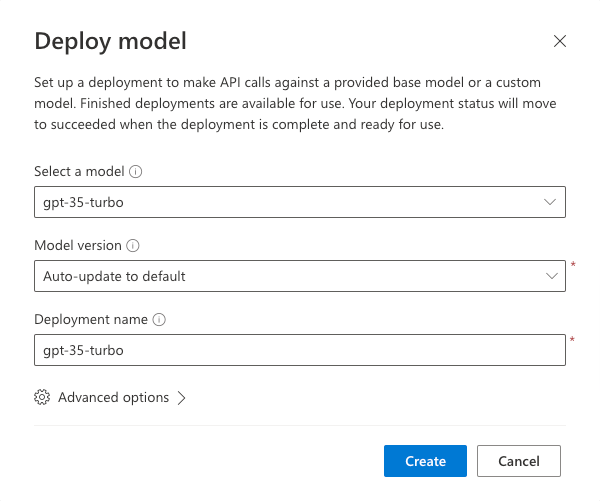 Azure OpenAI 建立模型部署