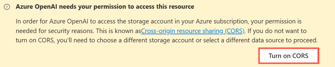 Azure OpenAI Studio 自備數據開啟 CORS