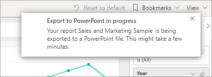 Export to PowerPoint in progress notification
