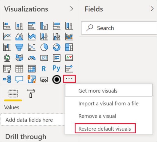 Restore the visualization pane to default.