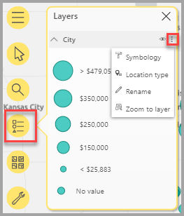 ArcGIS layers button.