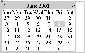 ASP.NET Mobile Designer calendar