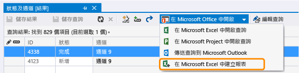 在 Microsoft Excel 中建立報表