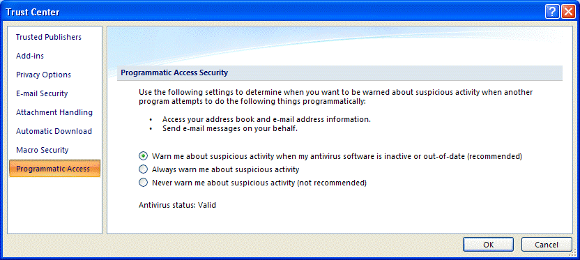 Programmatic Access settings