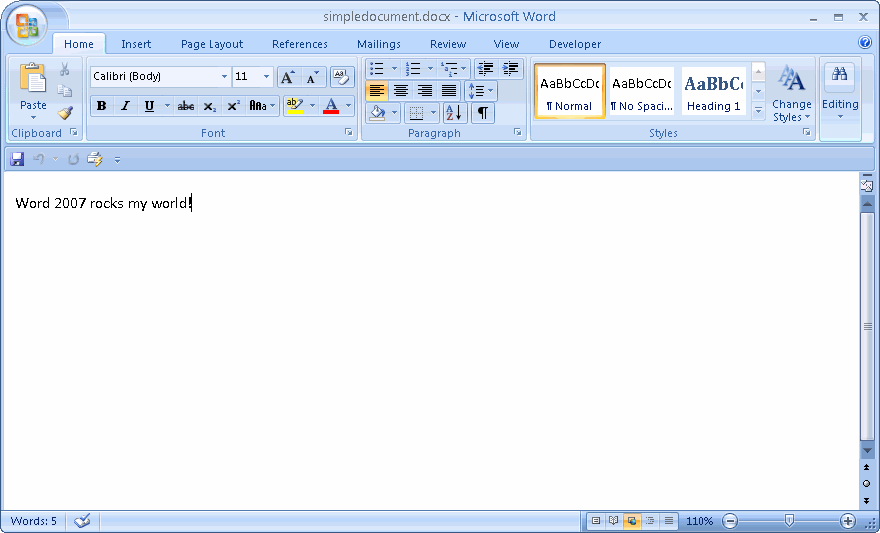 Simpledocument.docx in Word 2007