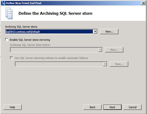 Define Archiving SQL Server store page