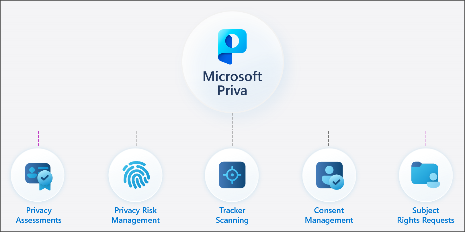 Microsoft Priva解決方案系列的圖例。