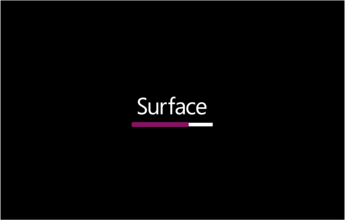 具有淺紫色進度列的 Surface TPM 韌體。