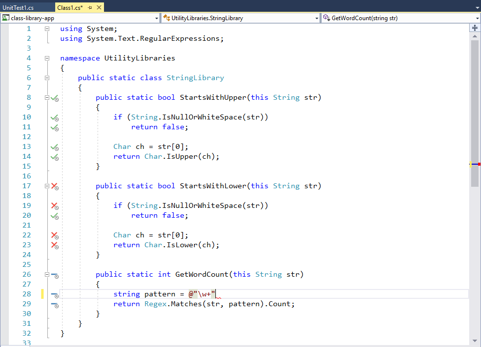 使用計時器圖示 Visual Studio 中的程式碼涵蓋範圍
