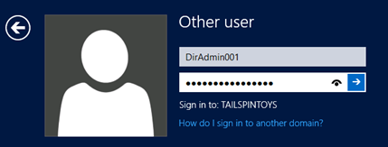 Screenshot that shows where to enter the credentials for the user account.