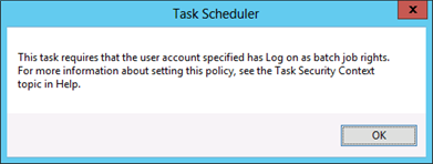 Screenshot that highlights the Task Scheduler dialog box that appears when scheduling a task.