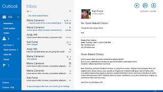 screen shot of windows mail app