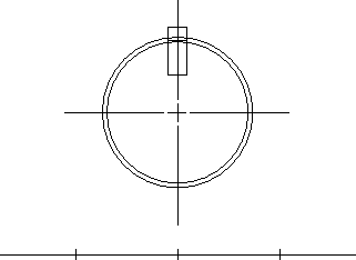 原始圖形：以水準和垂直線為四分之一的圓形，上方有一個方塊