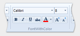 FontControl 元素的螢幕擷取畫面，其中 FontWithColor 屬性設定為 true。