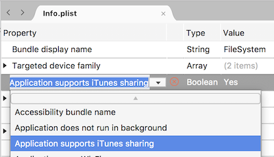 新增應用程式支援 iTunes 共用屬性